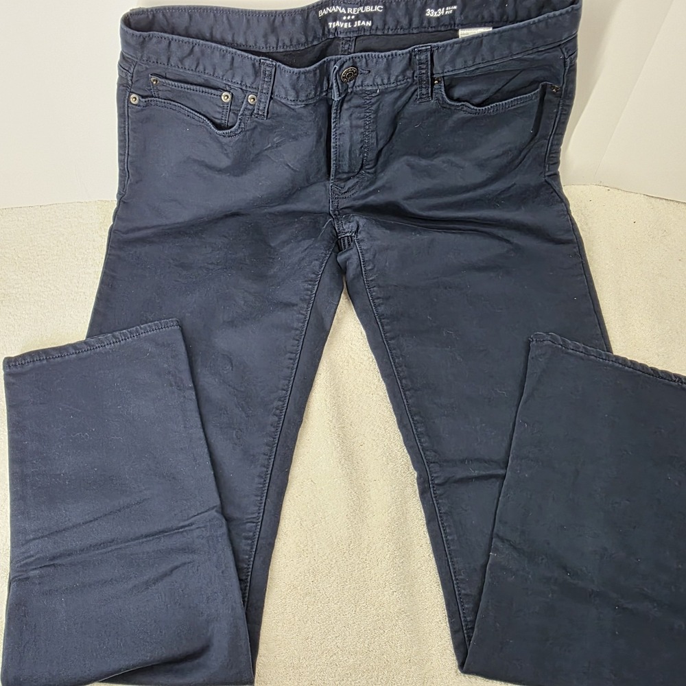 Banana Republic Traveler Slim Fit Navy Dark Wash Jeans Men's Size 33x34 Cotton